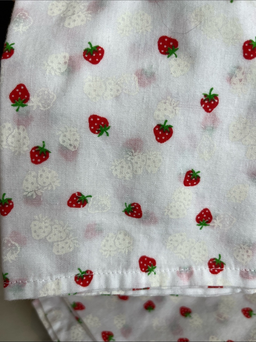 Vintage White Cotton Kitchen Napkins with Red Strawberry Print